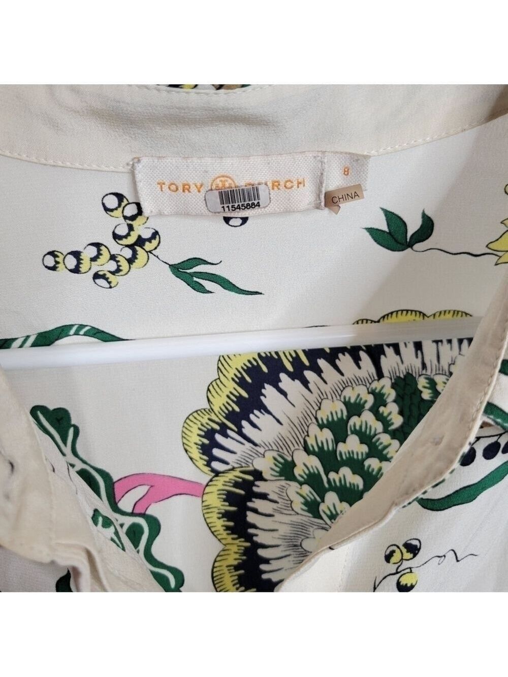 Tory Burch Erica Printed Silk Button-Down Top Women's Size Small - Picture 11 of 15